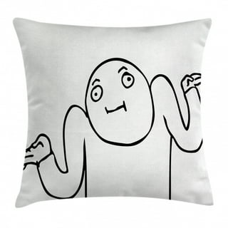 Humor Decor Throw Pillow Cushion Cover, Stickman Meme Face Icon