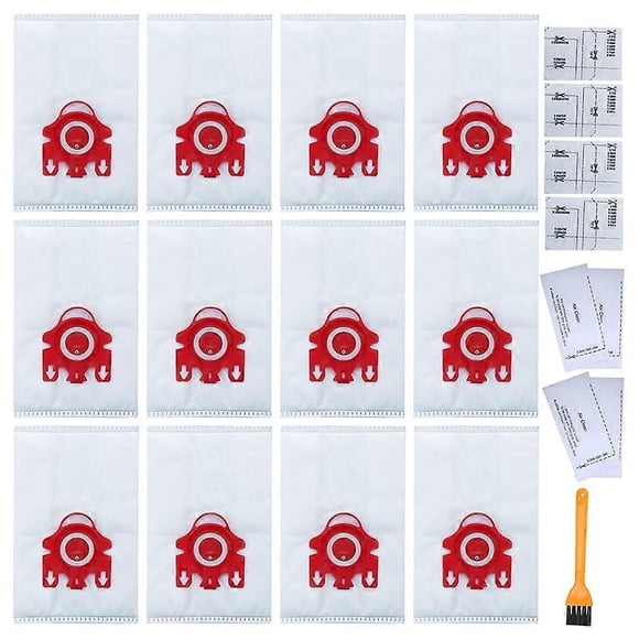 FJM Vacuum Bags 12 Pack for Miele FJM Bags AirClean 3D Efficiency Vacuum Cleaner, Include 4 Pair Mot