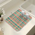 thumbnail image 4 of Yayeee Dish Drying Mat for Kitchen Counter 16" x 18" Microfiber Super Absorbent Coffee Decorative Pad, Red Green Tartan Pattern, 4 of 9