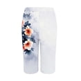 thumbnail image 5 of AWXNJUX Women's Shorts Women's Fashion Summer Casual Striped Printed Stretch High Waist Knee Loose Beach Shorts with Pockets Shorts Women Ladies Shorts (White,S), 5 of 5