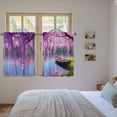 thumbnail image 3 of Spring Flowers Kitchen Curtains 54 Inch Length, Purple Vine Lake Boat Grass Vintage Oil Painting Tiers Curtains for Bathroom Bedroom Cafe, Light Filtering Window Treatment Drapes 2 Panels 42"Wx54"L, 3 of 8