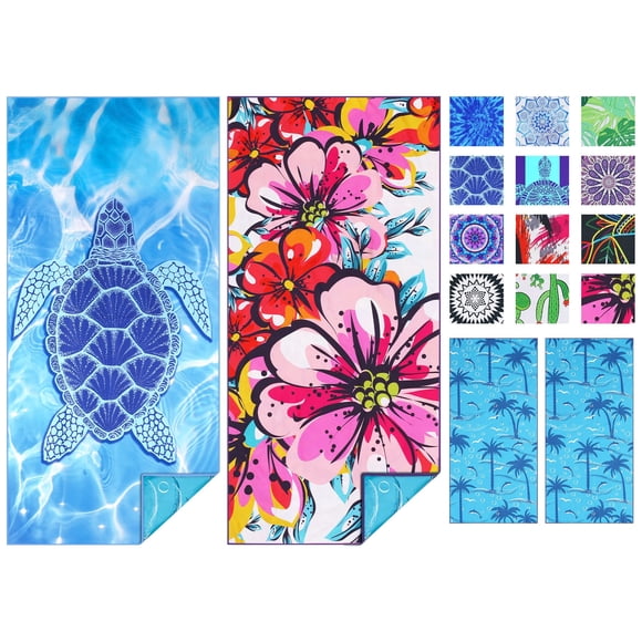 2 Pack Microfiber Thin Beach Towel Lightweight 71x32 Oversized Extra Large Sand Free Towels Quick Dry for Travel Pool Yoga Gym Sp