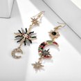 thumbnail image 2 of 1 Pair Vintage Woman Ear Drop Asymmetrical Sun Diamond Alloy Long Pendant Earrings Creative Girl Ear Dangler Fashion Woman Jewelry, 2 of 3
