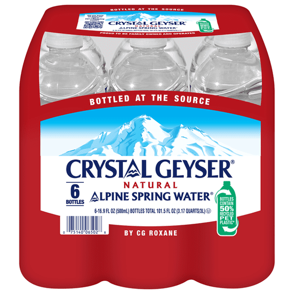 Crystal Geyser Natural Alpine Spring Water – 6 Pack (500 mL Bottles) 💧🏔️