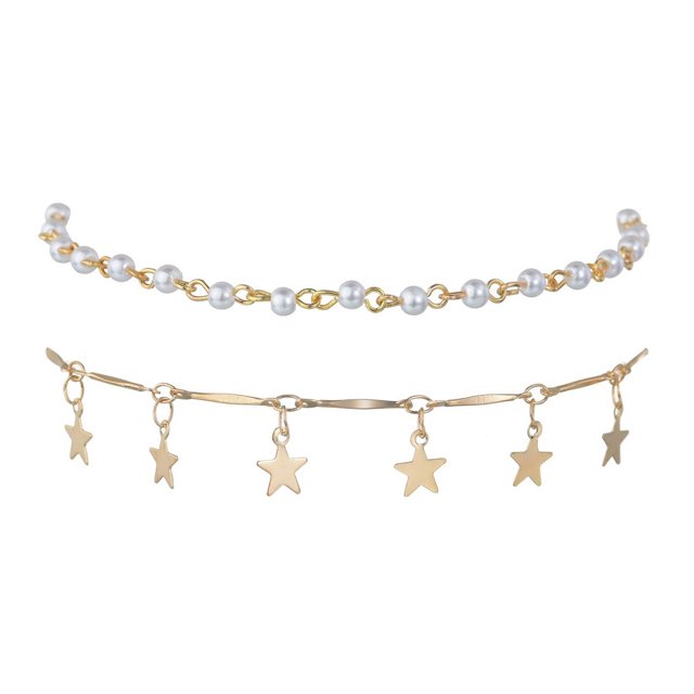 Minnieouse 2 Pieces Anklets Star Flexible Aesthetic Adjustable Hanging Handmade Pendent Bracelets Jewelry for Women Beach Party Type1 NO1