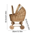 thumbnail image 3 of Woven Rattan Pram Shaped Flower Basket, Cute Rural Decor with Wheels and Handle for Weddings, Parties, and Candy Display, 3 of 5