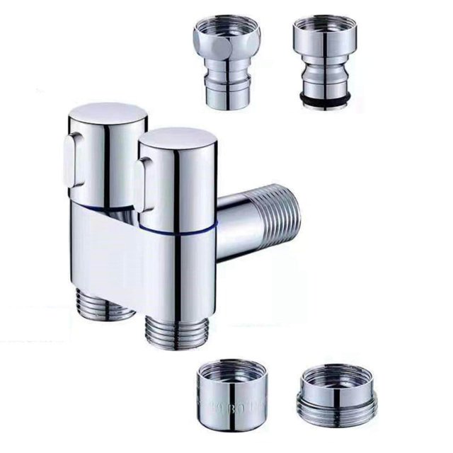 G1/2 Thread Filling Valve Water Basin Sprayer Bathtub Angle Stop Valve House Connection 3Through Angle Stop Valve with 3 Spout