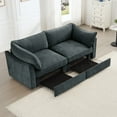 thumbnail image 2 of 2 Seater Sofa With Pull out Storage Drawers Under Each Seat Crescent-shaped Armrests And Wraparound  Suitable for Small Living Rooms Chenille  Gary, 2 of 21