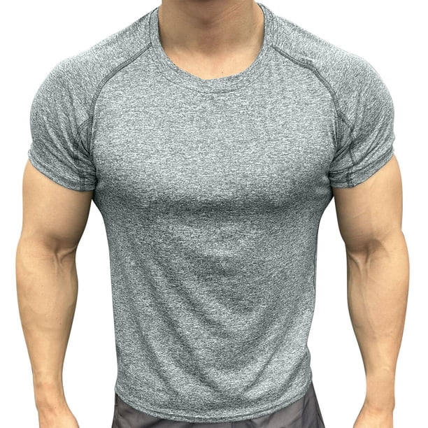 Tops para hombre, blusas y camisas de cuello redondo de manga corta para hombre, camisetas deportivas de verano para hombre, transpirables, para correr, entrenar, mallas elásticas altas, camiseta de c