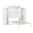 thumbnail image 6 of Queen Size Murphy Bed with 2 Wardrobes & Storage Shelf, White Space Saving Wall Bed with Integrated Closet, Multifunctional Foldable Platform Bedframe for Guest Room, Home Office, 6 of 11