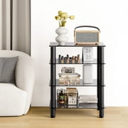 FITUEYES 4-Tier Media Stand/TV Shelf/Audio Cabinet and Media Towers,110LBS Capacity