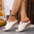 thumbnail image 6 of Slippers for Women,Slippers Stylish Platform Sandals With Metallic Decoration Open Toe Beach And Casual Footwear For Summer,Womens Slippers,White,7, 6 of 9