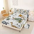 thumbnail image 2 of Feelyou Cartoon Dinosaur Queen Sheet Sets for Kids Boys, Jungle Wildlife Bed Set, White Green, 4pcs, 2 of 5