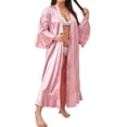 thumbnail image 4 of YAGHYAGH Womens Satin Silk Kimono Nightgown Lingerie Dressing Robe Sleepwear Plus Size, 4 of 5