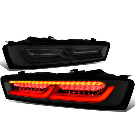 For 2016 to 2018 Chevy Camaro Full LED 3D Tube Bar+Sequential Turn Signal Tail Brake Light Reverse Lamps (Smoked)