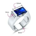 thumbnail image 5 of Bling Jewelry Mens 4CTW Rectangular Blue Clear Cubic Zirconia CZ Statement Ring Stainless Steel, 5 of 5