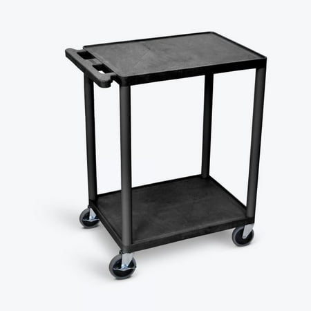 Luxor 18" x 24" Two Shelf Flat Utility Cart - Black