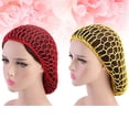 thumbnail image 3 of Shisuyan 2pcs Handcraft Crochet Net Hat Long Sleeping Hat Hair Protective Nightcap Hair Protector(Red, Yellow, 1pc for Each Color), 3 of 8