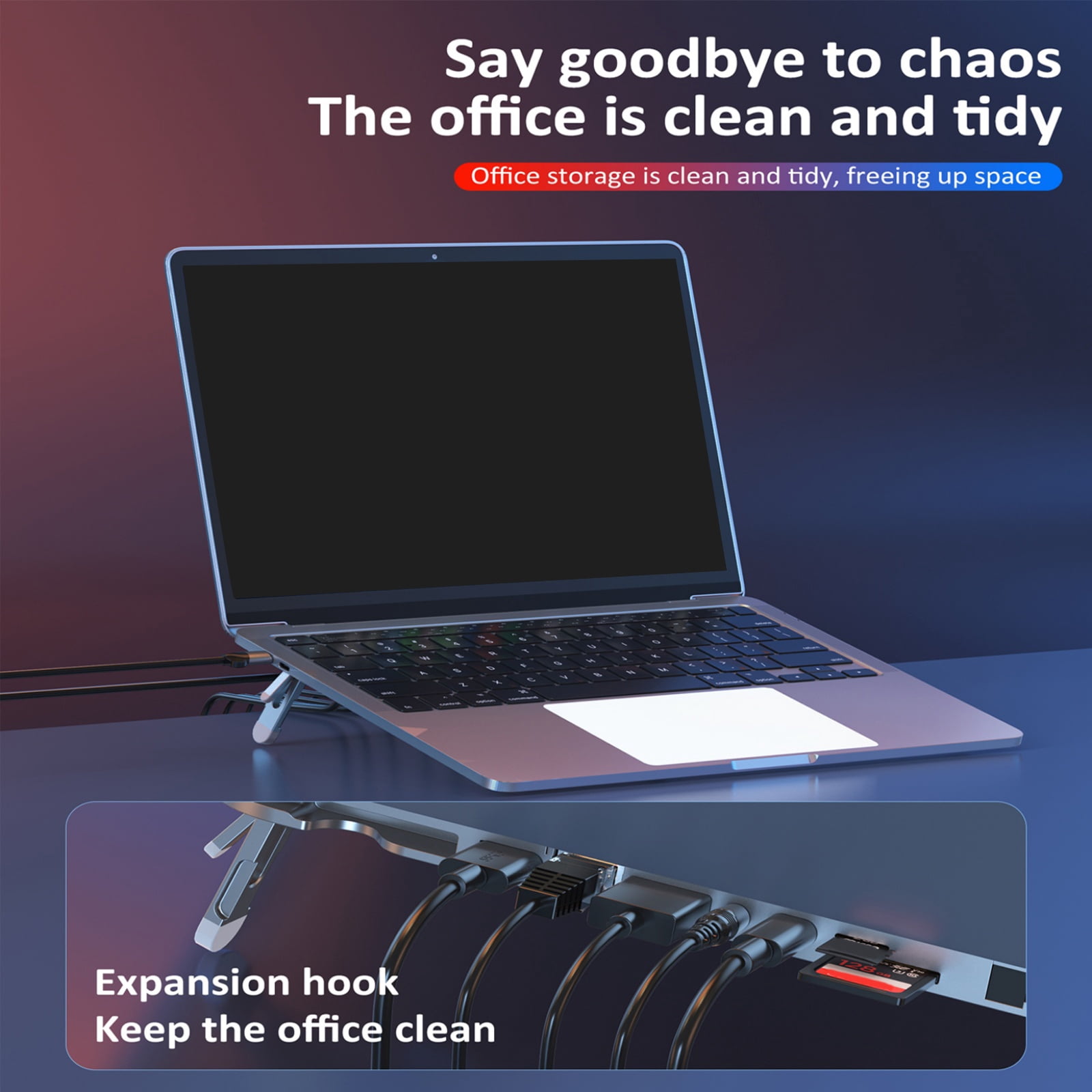 Port USB C Laptop Docking Station Stand 7 Port Ethernet Adapter 4K60Hz PD100W Charging USB3.0 Foldable Height Adjustable