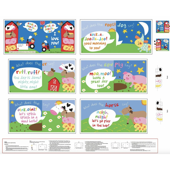 Studio E Huggable & Loveable Farm Book Fabric By Panel