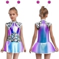 thumbnail image 6 of Ocealan 2Pcs Girls Alien Outfits Metallic Mock Zip Front Tutu Dress with Headband for Party Dance Blue Hot Pink 16, 6 of 6
