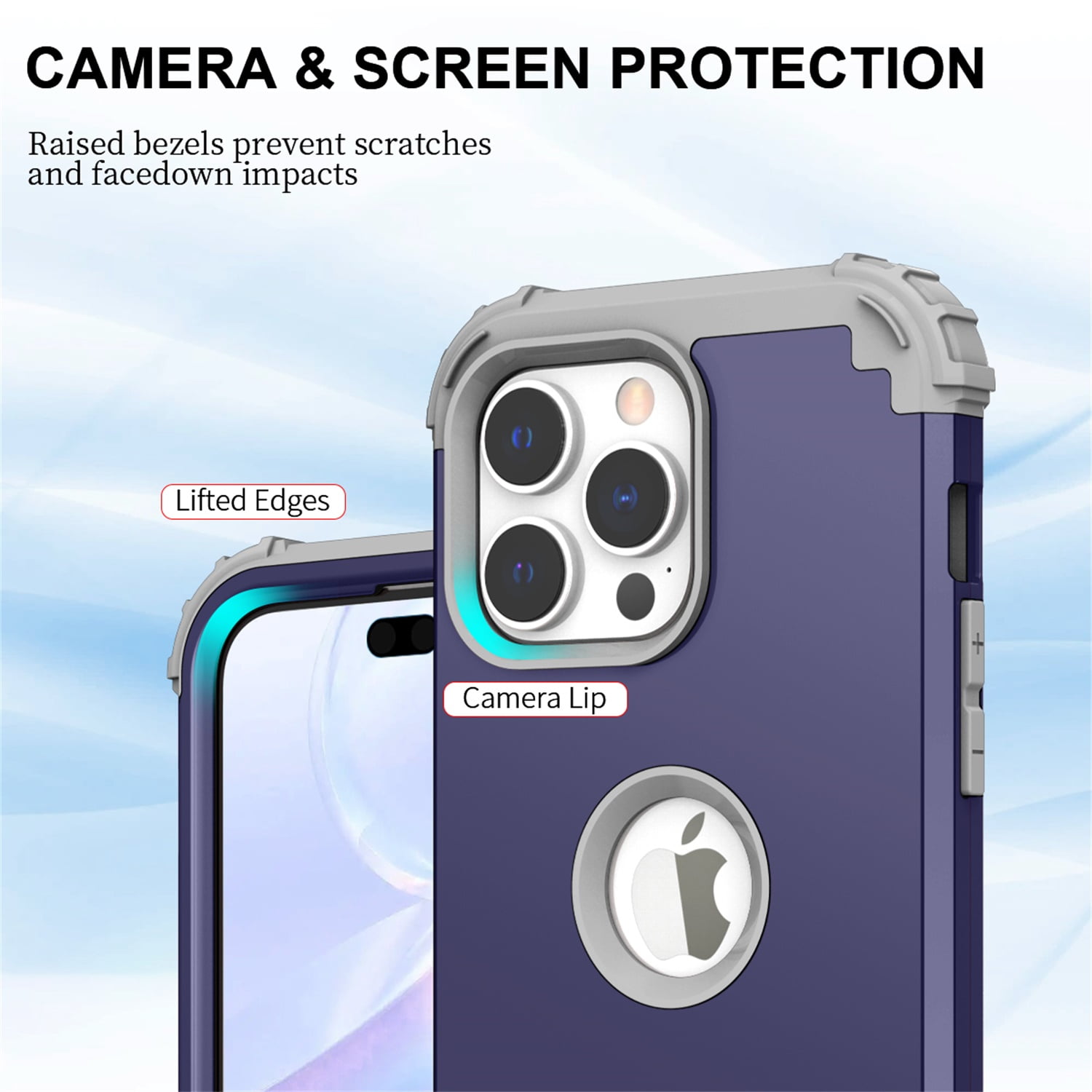 Allytech Phone Case for iPhone 14 Pro 6.1" 2022, Soft TPU Bumper + PC Hard Back [4 Corners] Shockproof Protection Heavy Duty Cover for iPhone 14 Pro 5G, Darkblue