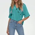 thumbnail image 2 of LIUJUNSHOP Cotton Linen Shirts for Women Loose Fit V Neck Button Comfortable Tops Trendy Blouses Casual, 2 of 5