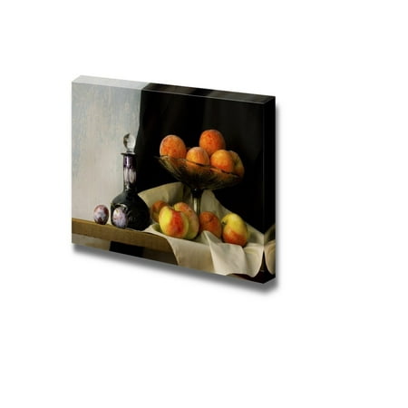 Dutch Still Life - Canvas Prints Wall Art - Still Life with Glass, Apples, Peaches and Plums in Holland Classic Style - 24