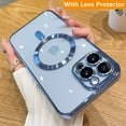 thumbnail image 2 of For Magsafe Fashion Plating Lens Protector Case For iPhone 14 13 12 11 Pro Max 14 Plus Silicone Magnetic Wireless Charging Cover, 2 of 5