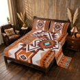 thumbnail image 2 of Manfei Tribal Geometric Aztec Queen Sheets, Southwest Bohemian Queen Sheet Sets, Terracotta and Turquoise, Black Reversible 4pcs1 Flat Sheet + 1 Fitted Sheet + 2 Pillowcases, 2 of 6