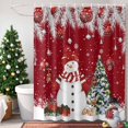 thumbnail image 4 of Shower Curtain 66"W x 72"L Christmas Snowman Winter Pine Leaves Red Fabric Shower Curtains Set with Hooks Water Repellent Bathroom Curtains Machine Washable Bathroom Accessories, 4 of 9