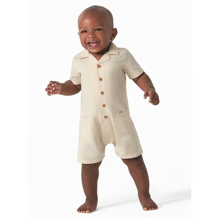 

Modern Moments by Gerber Baby Boy Short Sleeve Poplin Romper Sizes 0/3-24M