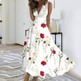 thumbnail image 2 of Robes d'Été pour Femmes, Jolies Robes Décontractées à Fleurs à Col en V Sans Manches, Robes Maxi, Robes Fluides pour Femmes, 2 of 5