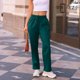 thumbnail image 3 of Amzcrzy Pantalones Mujer Deportivos Casuales Color Liso Cintura Alta Cordón Ajustable Pierna Ancha Recta Holgados Con Bolsillos Tallas S-2XL Verde, 3 of 7