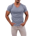 thumbnail image 2 of longantii Henley Shirts for Men Cotton Henley Tshirt Basic Loose Quick-Dry Shirts Polo Stylish Athletic Tees Work Vacation Outfits Light Gray XL, 2 of 5