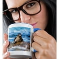 thumbnail image 2 of 3dRose, USA, California, La Jolla. Baby harbor seal on rock., 11oz Two-Tone Blue Mug, 2 of 7