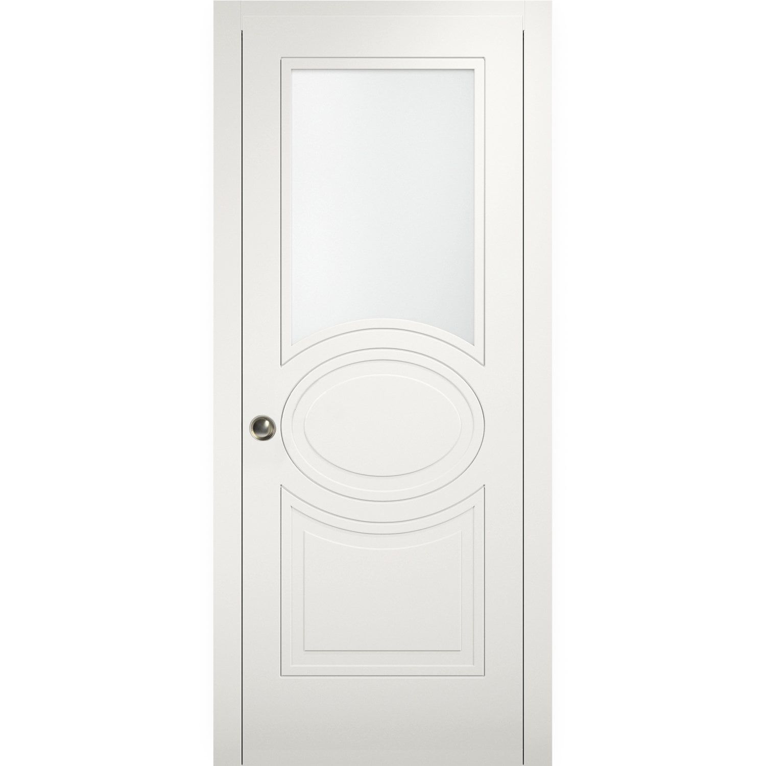 Sliding Pocket Door 42 x 80 inches with Opaque Glass / Mela 7012 Matte