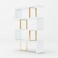thumbnail image 4 of Benjara 67 Inch Bookcase, Vertical Freestanding Divider, 4 Shelves, White, Gold, 4 of 6