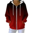 thumbnail image 3 of Women's Casual Long Sleeve Hooded Sweatshirt with Zipper Pockets Striped Hoodie Coat for Streetwear Loungewear and Daily Wear Fashion Essential Gift for Women | Sopatenor,Hot Pink XL, 3 of 9