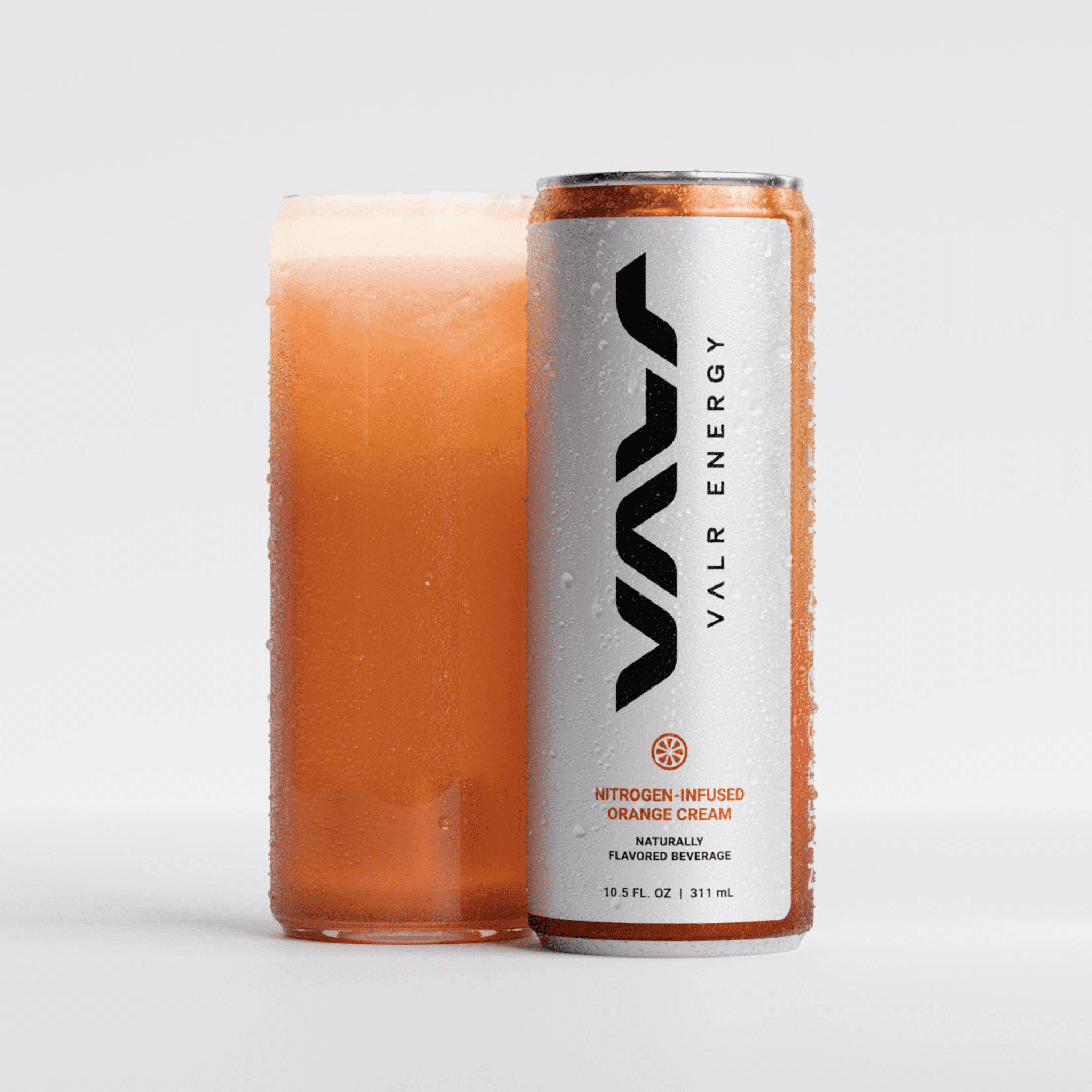 VALR Energy | Orange Cream Nitrogen-Infused Energy Drink | 175mg Natural Caffeine from Green Tea | Pre-Workout Performance with Amino Acids & Antioxidants | Gluten-Free & Vegan