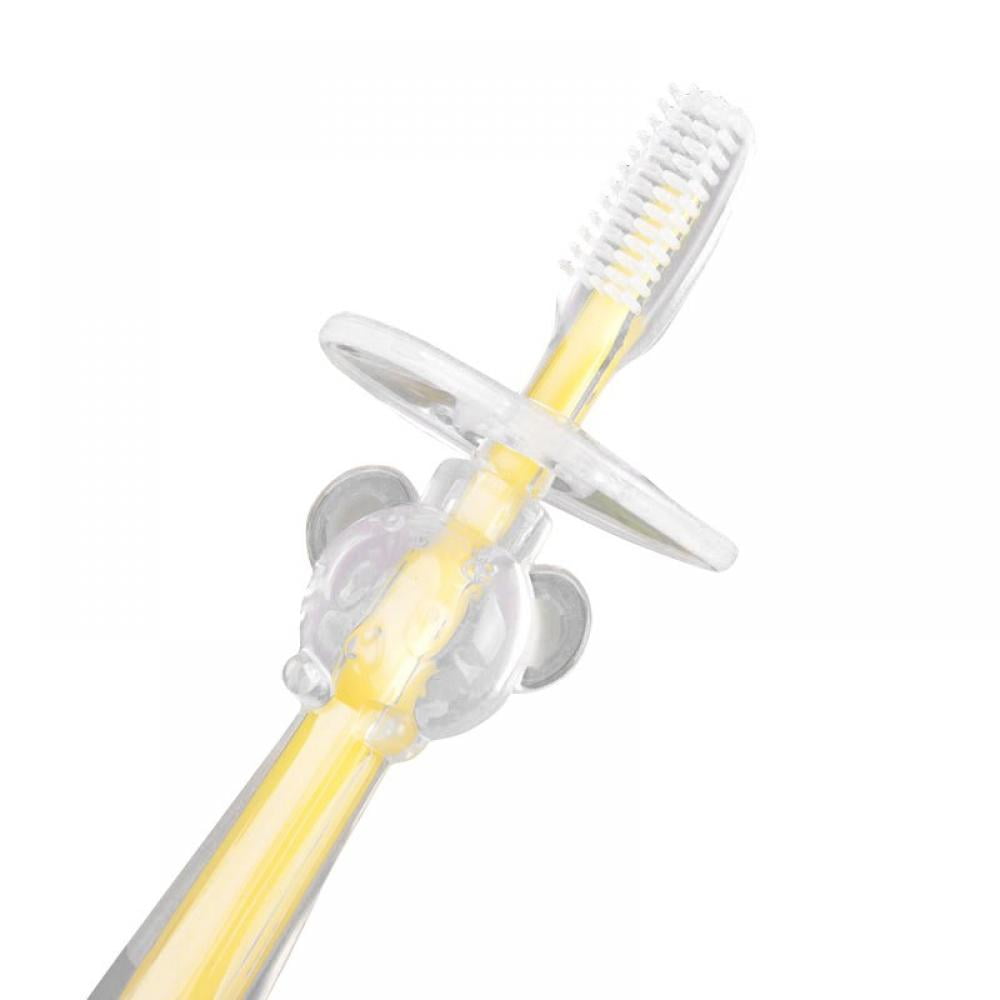 Baby Toothbrush Silicone Toddler Toothbrushes Infant Training Brush, Food Grade, Extra Soft Tough Bristles, BPA/PVC/Phthalate Free, Anti-Chocking/Anti-Fall Design