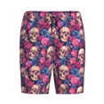 thumbnail image 6 of Daiia Skull rose blue flower Mens Woven Stretch Pajama Short,Short Pajama Pants-3X-Large, 6 of 7