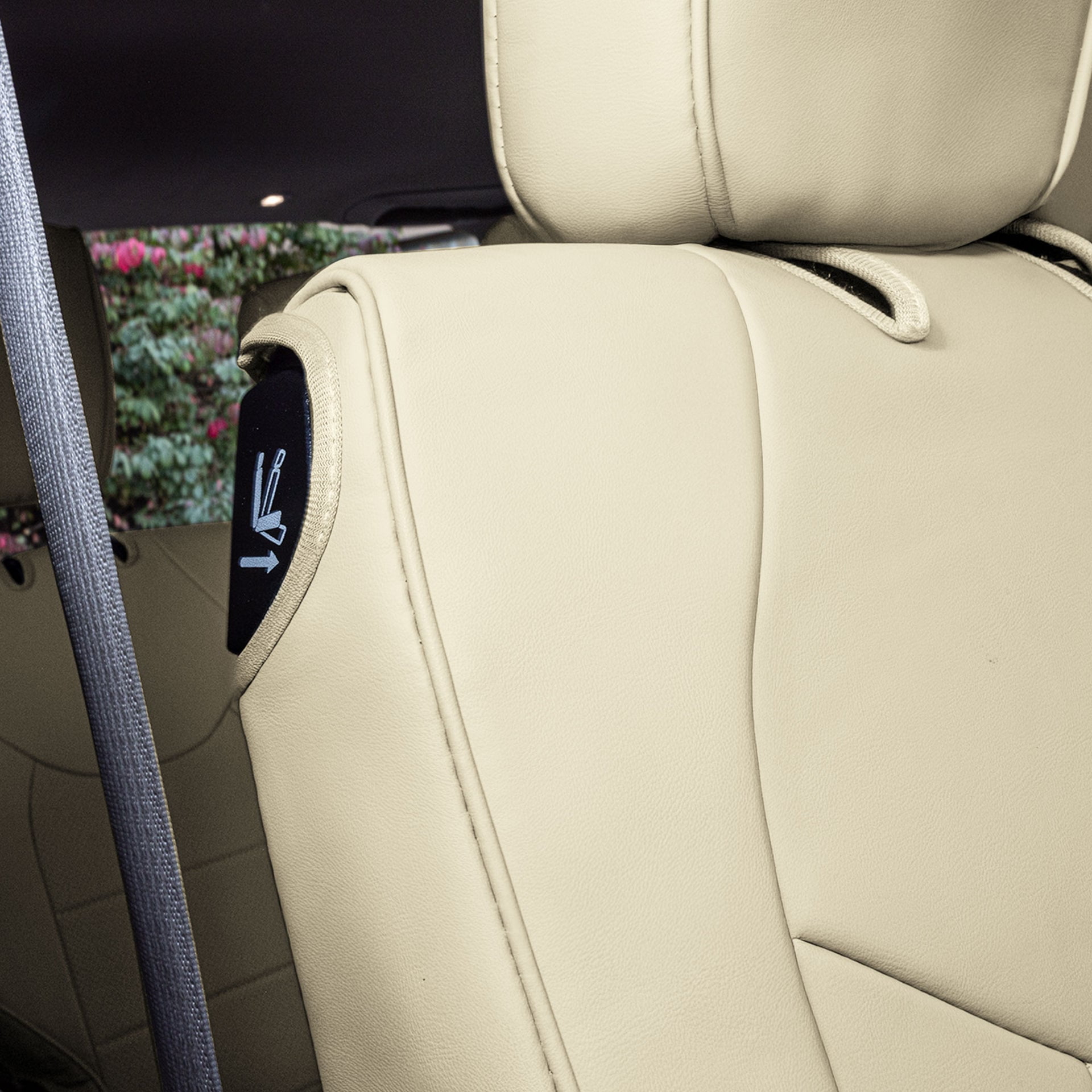 For Chrylsler Pacifica 2017-2025 FH Group Custom Fit Car Seat Covers [2nd Row - Non-Hybrid Smaller Button] Solid Beige
