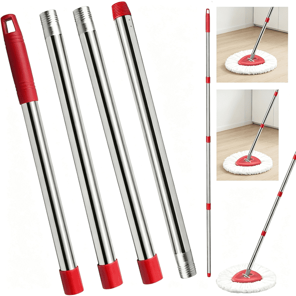ACDANC Spin Mop Replacement Handle, 4-Section 30-To-58 Inch Mop Replacement Stick Compatible with Ocedar Mop Handle for Easy Wring Mop Refills, Germany Screw Joint(Mop Head&Base Not Include)
