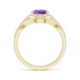 thumbnail image 2 of ANGARA Natural Triple Shank Oval 1.6 ct Amethyst and Diamond Halo Ring in 14K Yellow Gold for Women (Size-9x7mm) | February Birthstone, Anniversary, Jewelry Gift for Women | Natural Amethyst Ring, 2 of 7