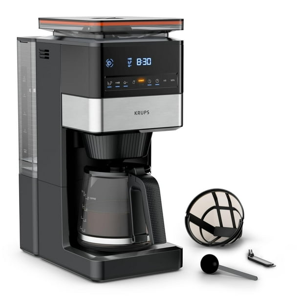 KRUPS Cafetera de filtro permanente con Molino Krups Aroma Grind and Brew, 14 tazas, Programable, KM