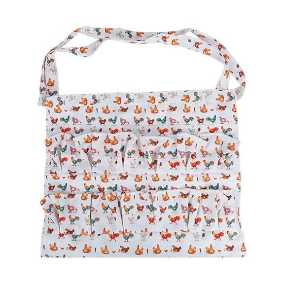 Egg Collecting Apron With Multiple Pockets Chicken Print Design Durable Polyester Gardening Apron For Farm Poultry Care And Harvesting