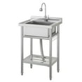 thumbnail image 1 of BeesClover Bassine Utilitaire Autoportante en Acier Inoxydable avec Robinet – Bol Simple 304, Pattes Ajustables, Tablette de Rangement, Crochets en S, Tuyaux d'Eau Chaude et Froide – Bassine de Préparation Commerciale pour Cuisine/buanderie/garage, 1 of 8