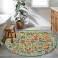 thumbnail image 3 of Round Rug 3.3Ft Washable Non-Slip, Boho Green Flowers Circle Area Rugs for Living Room Bedroom, Spring Abstract Watercolor Floral Leaf Indoor Floor Mats Carpet Runner for Home Decor Aesthetic, 3 of 8