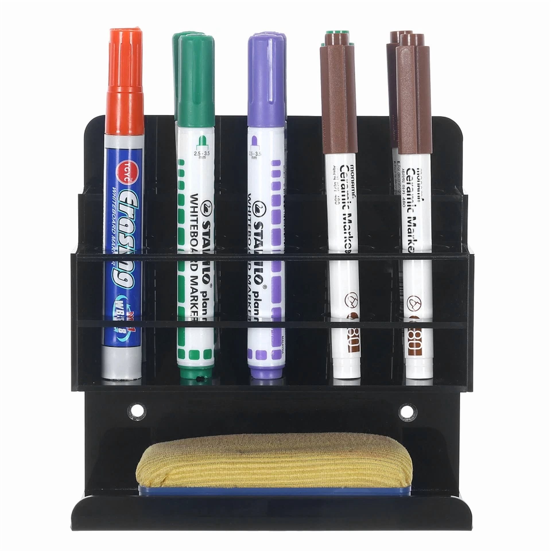 Dry Erase Marker Holder W/ 10 Slots & Eraser Tray, Whiteboard Marker Holder Rack